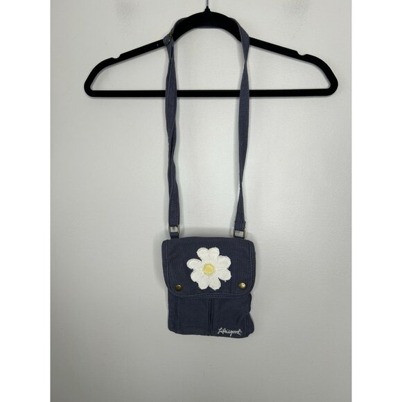 Life Is Good Handbags - Life is Good Purse Blue Daisy Crossbody Bag Cotton Blend Canvas Button Closure